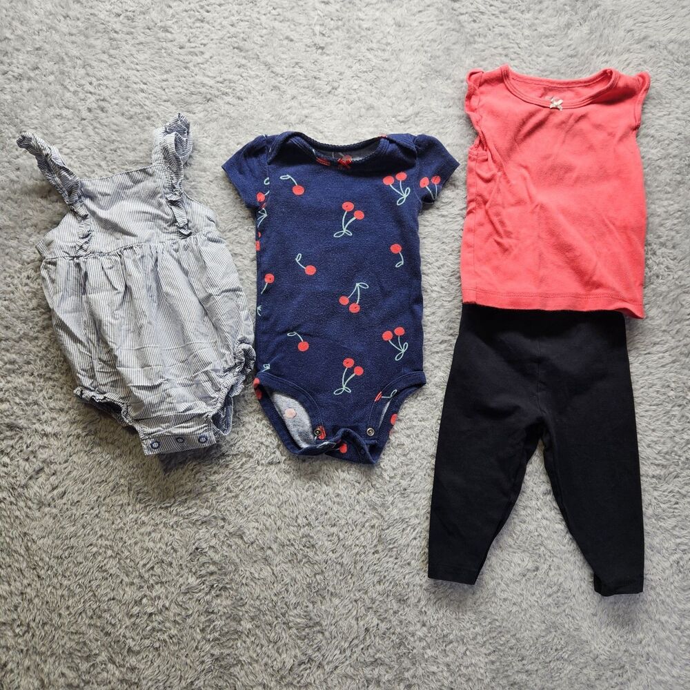 Carters Baby Girl Clothing Bundle Size 9 Months Cherry Bodysuit Casual Spring
